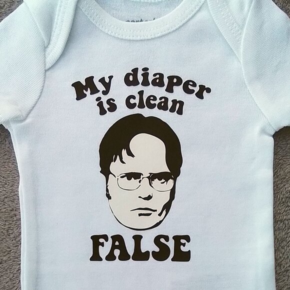 Dwight Schrute baby bodysuit 2 pack The office white onesies for newborn (NEW) - Picture 2 of 3
